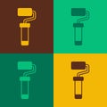 Pop art Paint roller brush icon isolated on color background. Vector Royalty Free Stock Photo