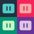 Pop art Pause button icon isolated on color background. Vector Royalty Free Stock Photo