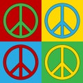 Pop art peace symbol icons