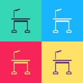 Pop art Pet grooming table icon isolated on color background. Vector