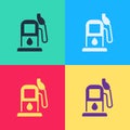 Pop art Petrol or gas station icon isolated on color background. Car fuel symbol. Gasoline pump. Vector Royalty Free Stock Photo