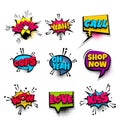 Pop art phrase comic text set Royalty Free Stock Photo