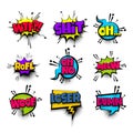 Pop art phrase comic text set