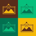 Pop art Picture landscape icon isolated on color background. Vector