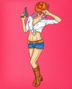 Pop art pin up illustration of a rodeo girl Royalty Free Stock Photo