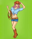 Pop art pin up illustration of a rodeo girl Royalty Free Stock Photo