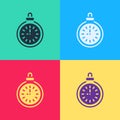 Pop art Pocket watch icon isolated on color background. Vector Royalty Free Stock Photo