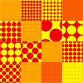 Pop-art, pointillist-pointillism seamless red, yellow circles, dots, dotted pattern, circles background. Pattern, background set