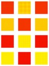 Pop-art, pointillist-pointillism seamless red, yellow circles, dots, dotted pattern, circles background. Pattern, background set