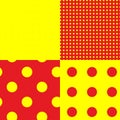 Pop-art, pointillist-pointillism seamless red, yellow circles, dots, dotted pattern, circles background. Pattern, background set