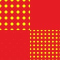 Pop-art, pointillist-pointillism seamless red, yellow circles, dots, dotted pattern, circles background. Pattern, background set