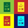 Pop art Poll document icon isolated on color background. Vector