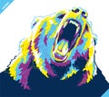 Pop art portrait of agressive bear. Vector illustration Royalty Free Stock Photo