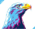 Pop art portrait of agressive eagle. Vector illustration