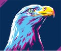 Pop art portrait of agressive eagle. Vector illustration Royalty Free Stock Photo