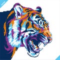 Pop art portrait of agressive tiger. Vector illustration Royalty Free Stock Photo