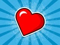 Pop art poster. Red cartoon heart. Vector illustration Royalty Free Stock Photo
