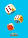 Three Lucky Dice with six Royalty Free Stock Photo