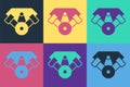 Pop art Power car engine icon isolated on color background. Vector Royalty Free Stock Photo