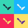 Pop art Prosthesis leg icon isolated on color background. Futuristic concept of bionic leg, robotic mechanical leg