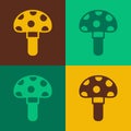 Pop art Psilocybin mushroom icon isolated on color background. Psychedelic hallucination. Vector Royalty Free Stock Photo