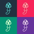 Pop art Psilocybin mushroom icon isolated on color background. Psychedelic hallucination. Vector Royalty Free Stock Photo