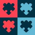 Pop art Puzzle pieces toy icon isolated on color background. Vector Royalty Free Stock Photo