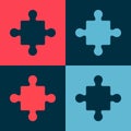 Pop art Puzzle pieces toy icon isolated on color background. Vector Royalty Free Stock Photo