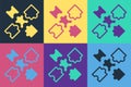 Pop art Puzzle pieces toy icon isolated on color background. Vector Royalty Free Stock Photo