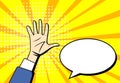Pop art Raised Hands up with empty space, vector Royalty Free Stock Photo