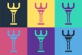 Pop art Rake toy icon isolated on color background. Children toy for beach games. Vector Royalty Free Stock Photo