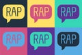 Pop art Rap music icon isolated on color background. Vector Royalty Free Stock Photo