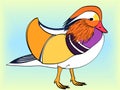 Pop Art. Raster of imitation retro comic style. The bird, Mandarin duck, goose.