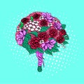 Pop art, raster. Wedding bouquet of the bride. Flowers Royalty Free Stock Photo