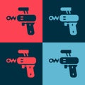Pop art Ray gun icon isolated on color background. Laser weapon. Space blaster. Vector