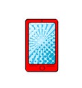 Pop art red smart phone with dot screen for your offer on white Royalty Free Stock Photo