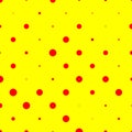 Pop art, red yellow comic effect background. Random dots, dotted, circles pattern, texture element. 1960s, 1970s Andy Warhole, Roy Royalty Free Stock Photo