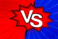 Pop art retro comic. Blue and red background. Versus lightning blast halftone dots. Cartoon vs. Vector