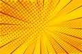 Pop art retro comic. Yellow background superhero. Lightning blast halftone dots. Cartoon vs. Vector Royalty Free Stock Photo