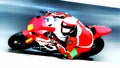 Red and white racing motorbike pop art style