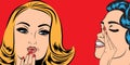 Pop art retro women in comics style that gossip Royalty Free Stock Photo