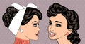 Pop art retro women in comics style that gossip Royalty Free Stock Photo
