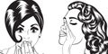 Pop art retro women in comics style that gossip Royalty Free Stock Photo