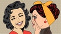 Pop art retro women in comics style that gossip Royalty Free Stock Photo