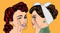 Pop art retro women in comics style that gossip Royalty Free Stock Photo