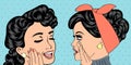 Pop art retro women in comics style that gossip Royalty Free Stock Photo