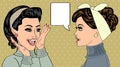 Pop art retro women in comics style that gossip Royalty Free Stock Photo