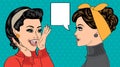 Pop art retro women in comics style that gossip Royalty Free Stock Photo