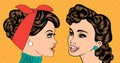 Pop art retro women in comics style that gossip Royalty Free Stock Photo