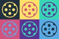 Pop art Revolver cylinder icon isolated on color background. Vector Royalty Free Stock Photo